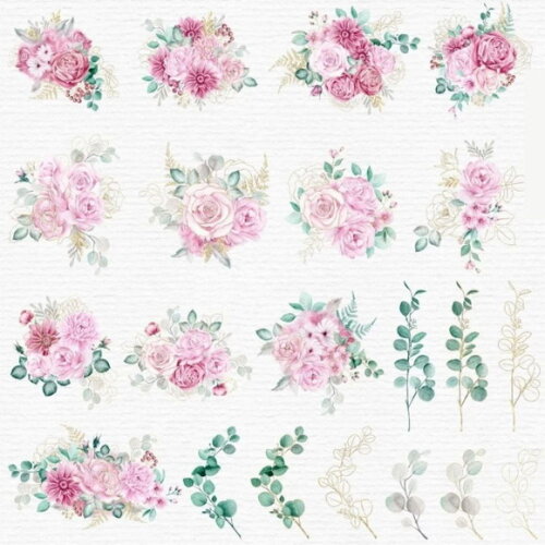 Kit Digital Floral Aquarela - Coleção Sentimentos