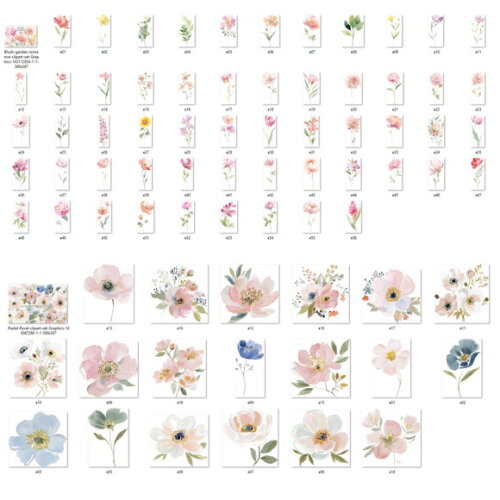 Kit Digital Floral Aquarela - Combo 4 Kits 124 Png