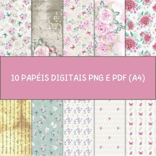 Kit Digital Floral Aquarela - Coleção Sentimentos