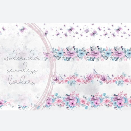 Kit Digital Floral Aquarela - Nocturne