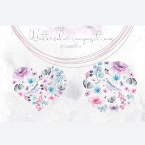Kit Digital Floral Aquarela - Nocturne