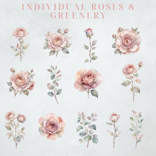 Kit Digital Floral Rosé Aquarela Premium (msp)