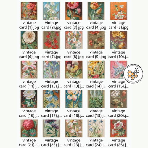 Kit Digital Floral Vintage - Cards em Jpg