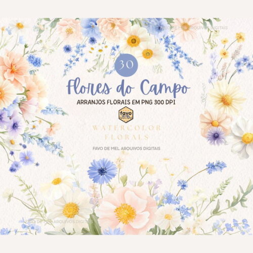Kit Digital Flores do Campo Aquarela #04 Floral Aquarela Png