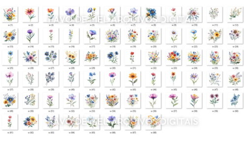 Kit Digital Flores do Campo Aquarela #10 Png