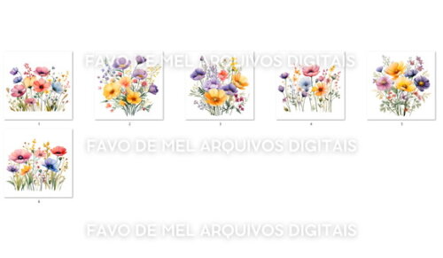 Kit Digital Flores do Campo Aquarela #14 (pague 1 Leve 5)