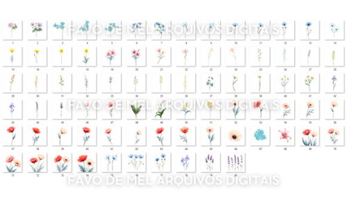 Kit Digital Flores do Campo Aquarela #13 (pague 1 Leve 5)