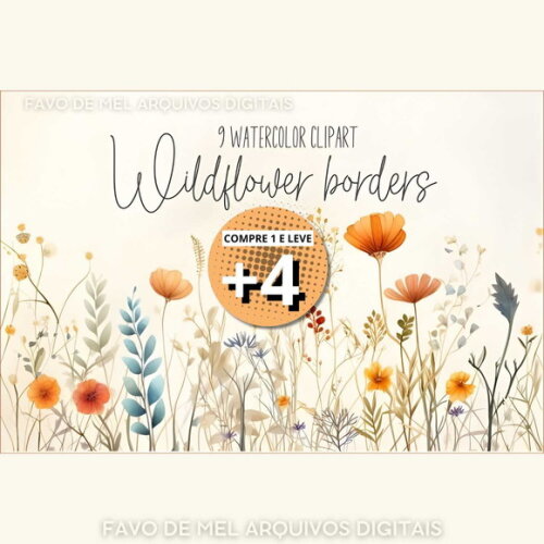 Kit Digital Flores do Campo Aquarela #15 (pague 1 Leve 5)