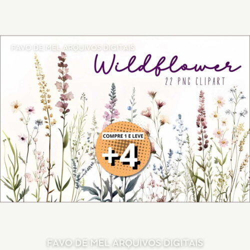 Kit Digital Flores do Campo Aquarela #17 Arranjo Floral Png