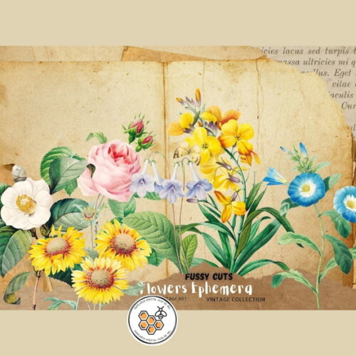 Kit Digital Flores Vintage - Flowers Ephemera