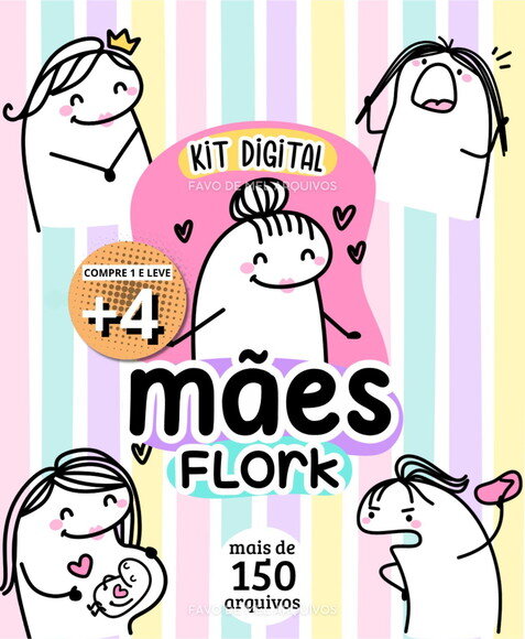 Kit Digital Flork Mães - Elementos Papéis e Artes Prontas
