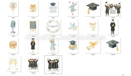 Kit Digital Formatura 2025 Aquarela #4 Png Premium