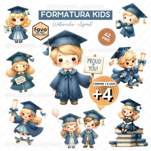 Kit Digital Formatura Abc Kids | Crianças Loiras Graduation
