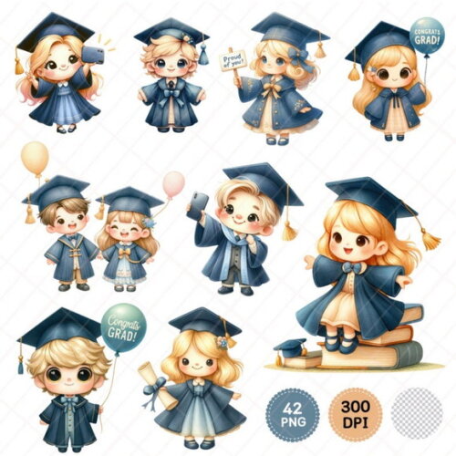 Kit Digital Formatura Abc Kids | Crianças Loiras Graduation