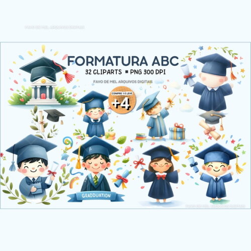 Kit Digital Formatura Abc Kids Aquarela #11 Png