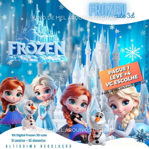Kit Digital Frozen #2 Cute 3d Png (pague 1 Leve +4)