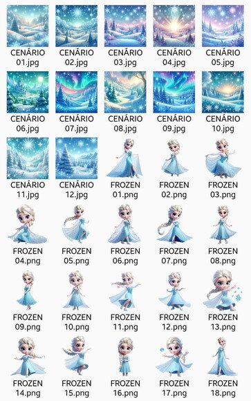 Kit Digital Frozen #8 Png com Cenários (pague 1 Leve +4)