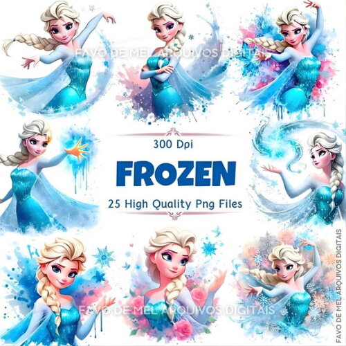 Kit Digital Frozen Aquarela #9 Png Premium