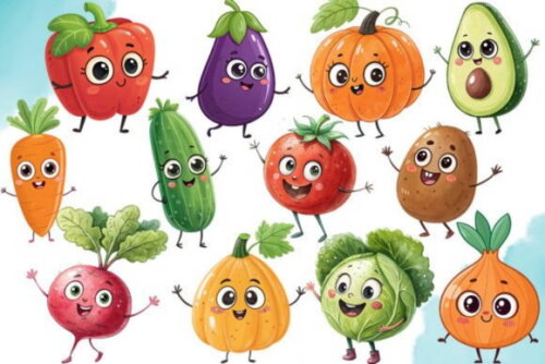 Kit Digital Frutas e Vegetais Aquarela #3 (pague 1 Leve +4)
