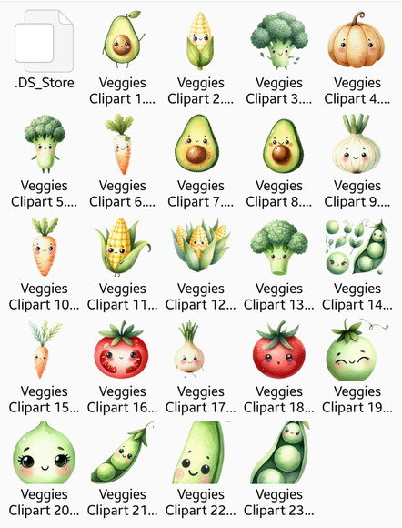 Kit Digital Frutas e Vegetais Cute Aquarela Premium (sd)