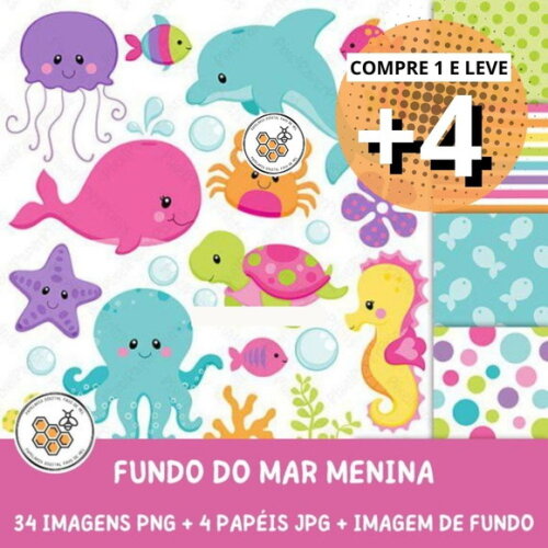 Kit Digital Fundo do Mar 07 | Menina
