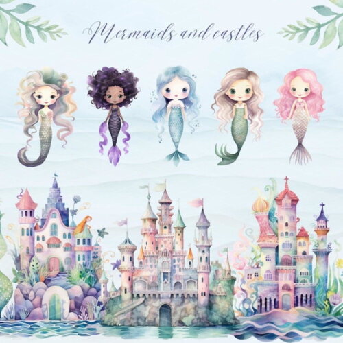 Kit Digital Fundo do Mar 12 - Magical Ocean Aquarela