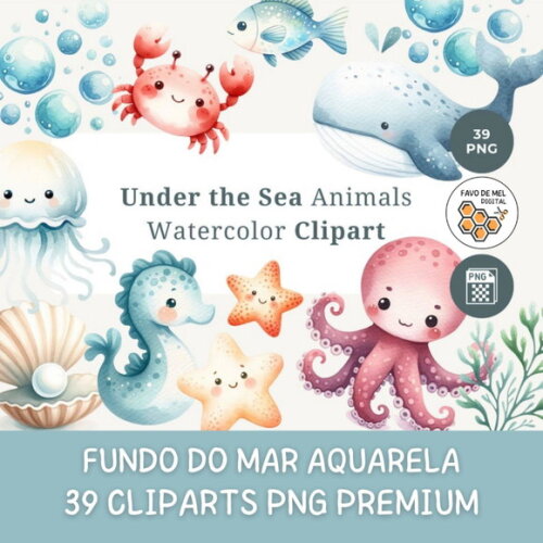 Kit Digital Fundo do Mar 14 - Under The Sea (sd)