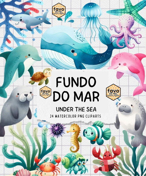 Kit Digital Fundo do Mar 25 - Under The Sea Aquarela (kds)