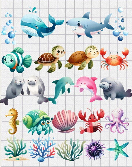 Kit Digital Fundo do Mar 25 - Under The Sea Aquarela (kds)