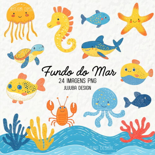 Kit Digital Fundo do Mar Azul #40 Png