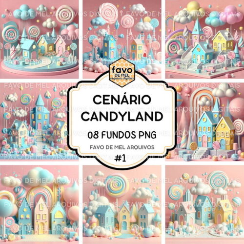 Kit Digital Fundo Png Mundo Doce Candyland 3d