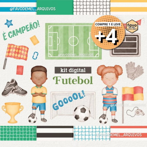 Kit Digital Futebol Aquarela
