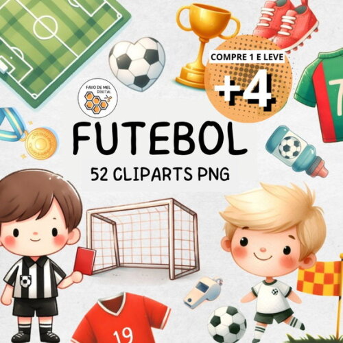 Kit Digital Futebol Aquarela (cc) Menino e Menina
