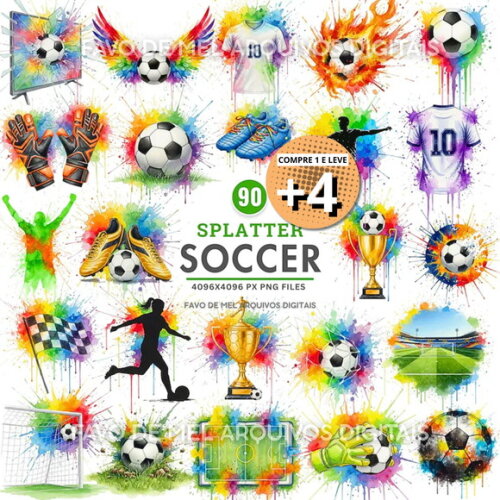 Kit Digital Futebol Aquarela Png #3
