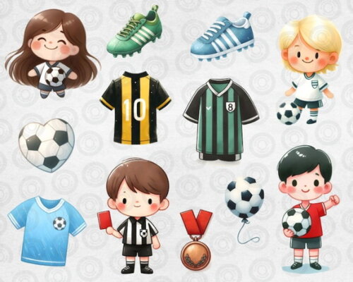 Kit Digital Futebol Aquarela (cc) Menino e Menina