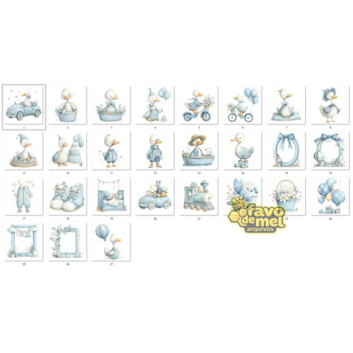 Kit Digital Ganso Azul Aquarela Png #28