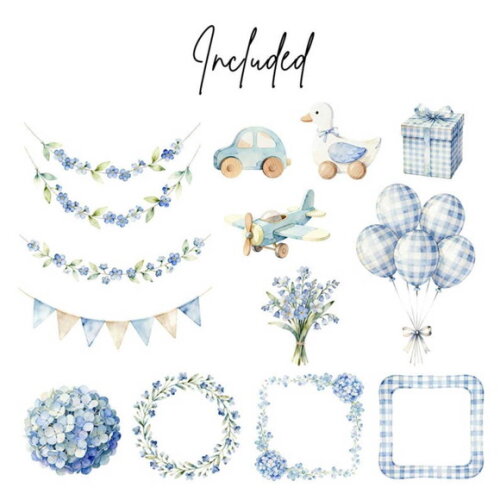 Kit Digital Ganso Azul Aquarela Png #27