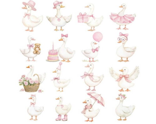 Kit Digital Ganso Rosa Aquarela #22 Png Premium