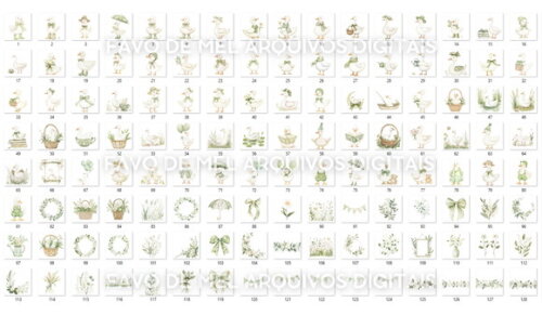 Kit Digital Ganso Verde Aquarela Png Premium #20