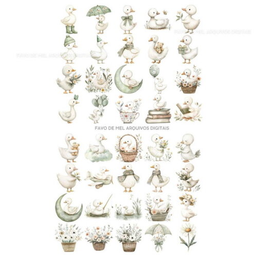 Kit Digital Ganso Verde Aquarela Png Premium #8