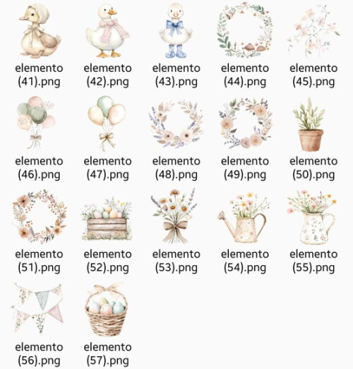 Kit Digital Gansos e Patinhos Aquarela #11 Png Premium