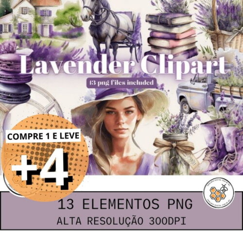Kit Digital Garota Lavanda Aquarela Cottagecore