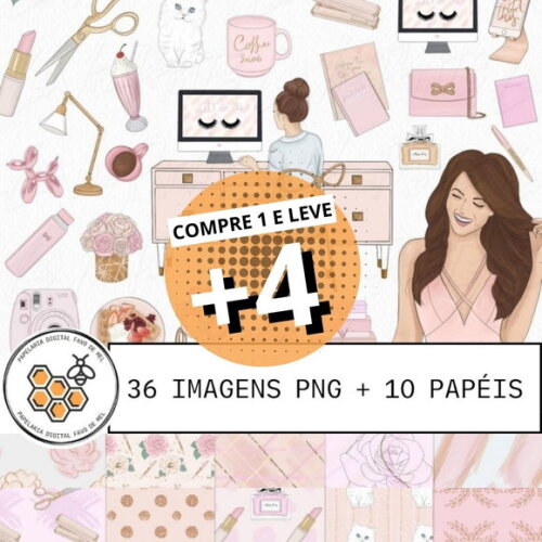 Kit Digital Garota Pink - Pink Pretty - Boss Girl