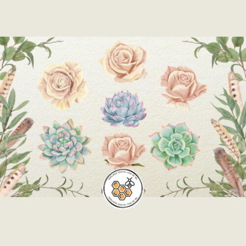 Kit Digital Girassol - Bloom & Vintage Aquarela
