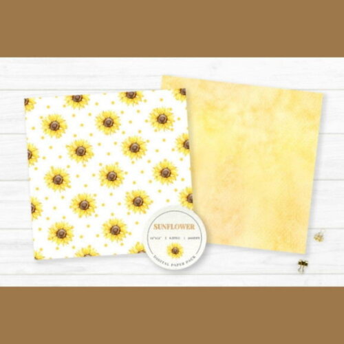 Kit Digital Girassol Aquarela - Sunflowers Watercolor