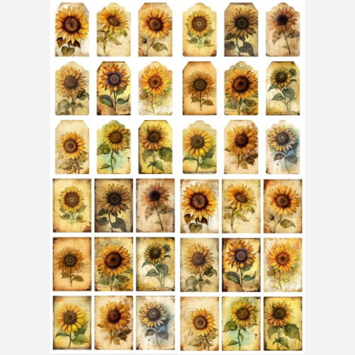 Kit Digital Girassol Vintage - Sunflower Tags