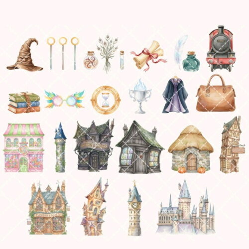 Kit Digital Harry Potter Aquarela Premium Png