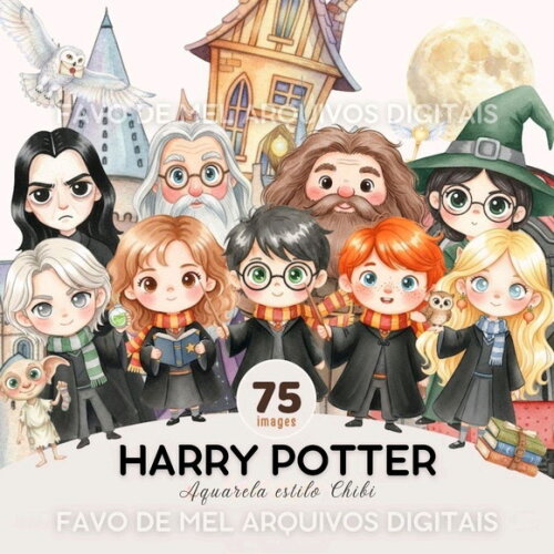 Kit Digital Harry Potter Aquarela Premium Png