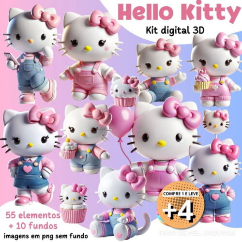 Kit Digital Hello Kitty 3d