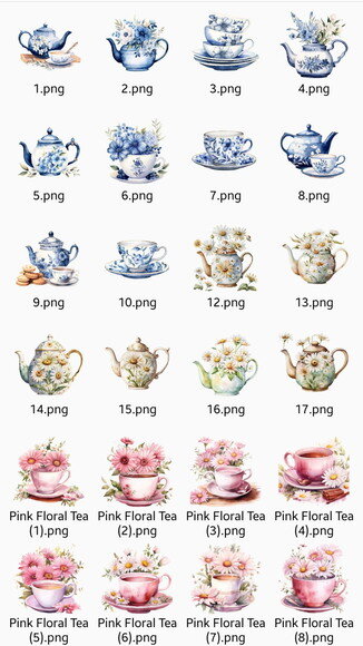 Kit Digital Hora do Chá Vintage Aquarela - Combo 12 Kits
